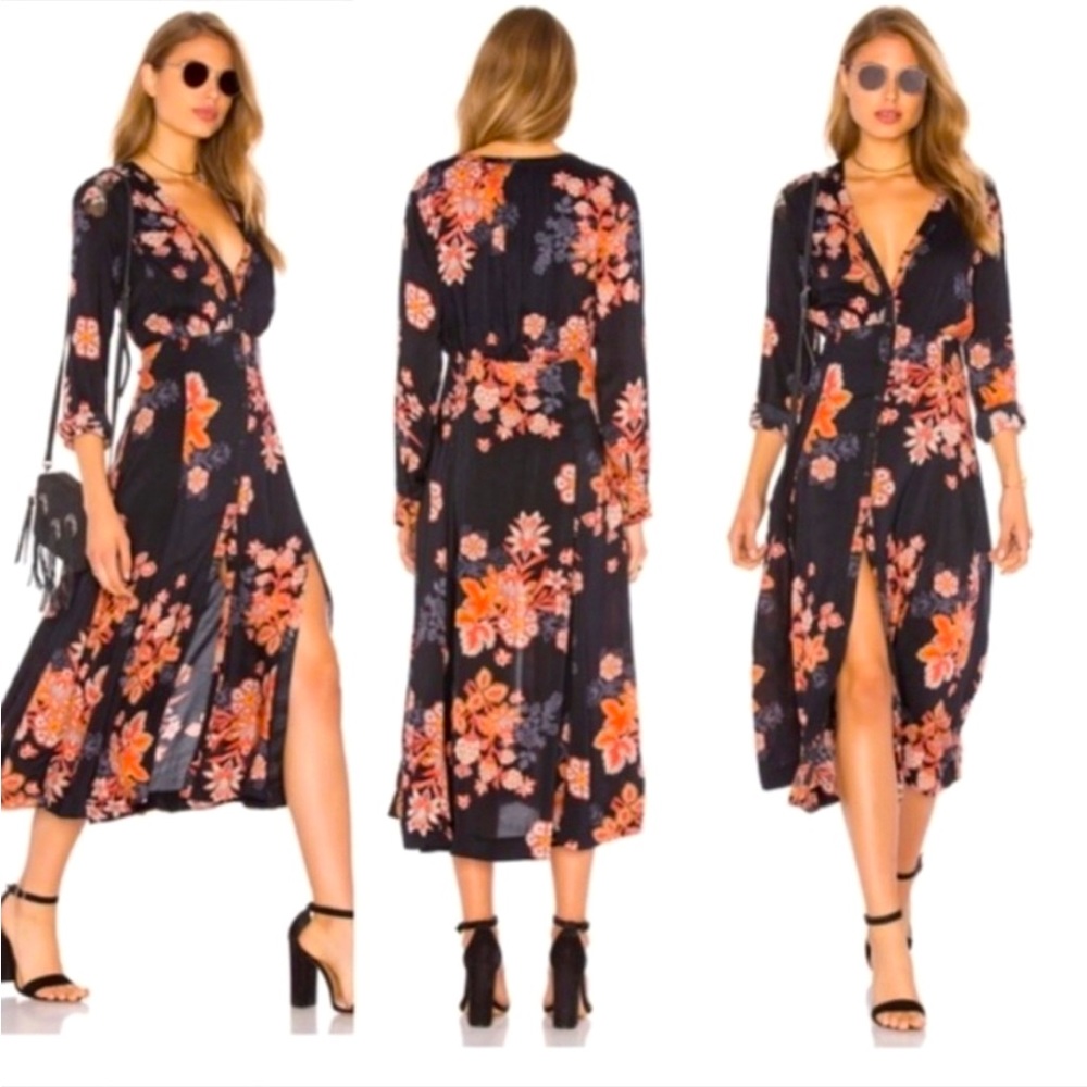 Free People Miranda dress long sleeve button front